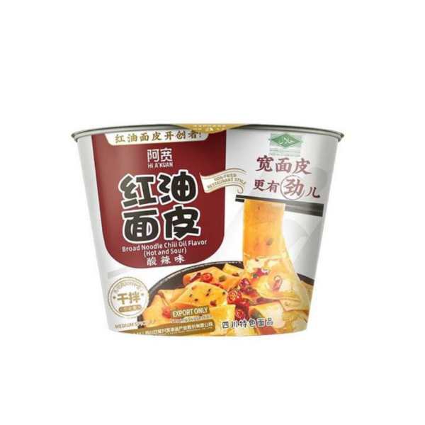 BaiJia Chili Oil Broad Noodle(Bowl) - Hot and Sour Flavor